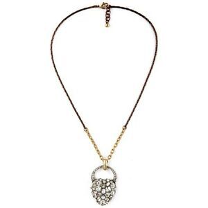BlackHeart Clear Crystal Long Locket Vintage Gold Pendant Statement Necklace
